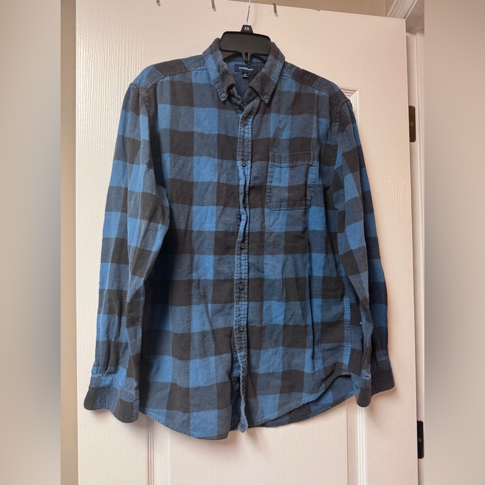 Croft & Barrow Blue and Black Plaid Men's Flannel Shirt